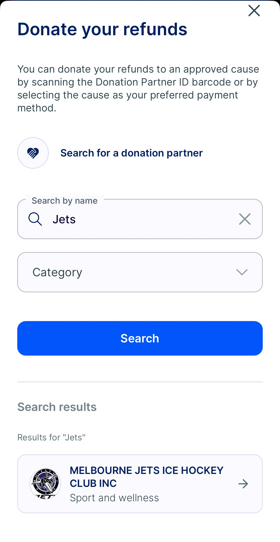 Donate to Jets through CDS App