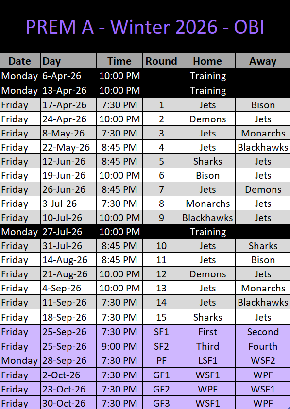 PREM A 2026 Schedule